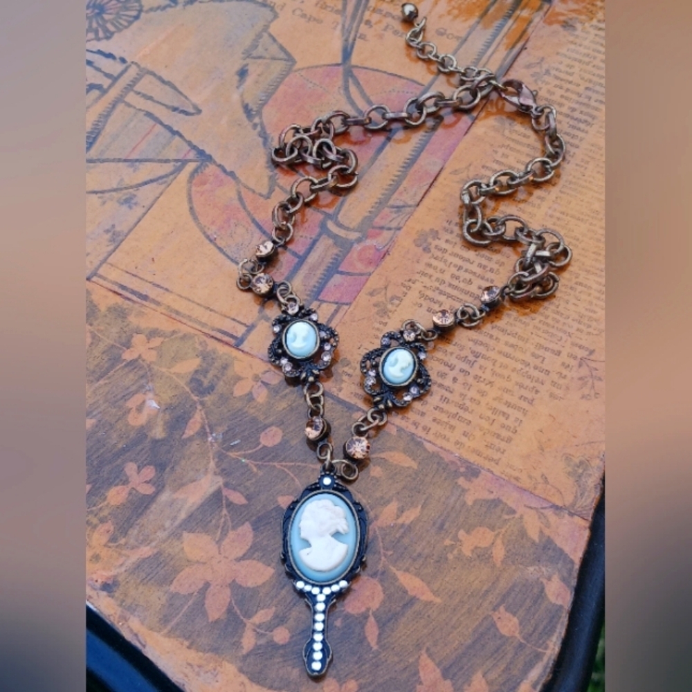 OOAK Artist Created Three Cameo Profile Necklace